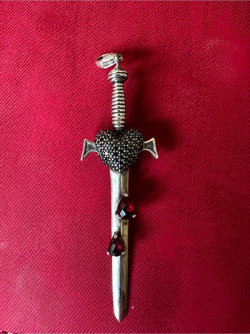 Thomas Sabo Silver Heart sword with garnets